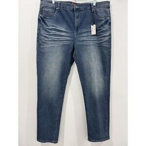 NWT FUBU Classic Blue Jeans Men's Size 40x32 Distressed  Straight Leg Blue